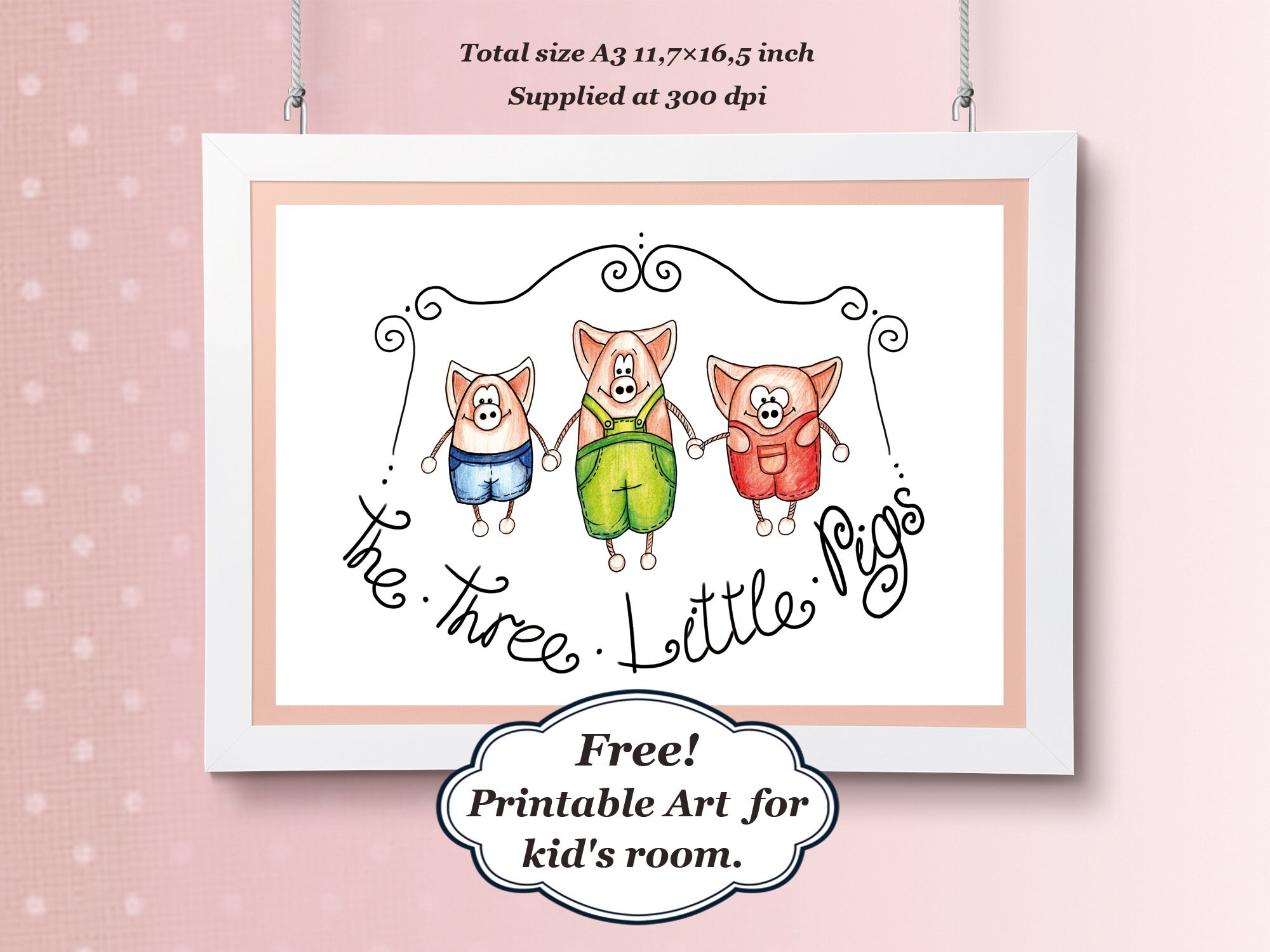 3D クロスステッチ PDF パターン - 三匹の子豚。装飾用のおもちゃ