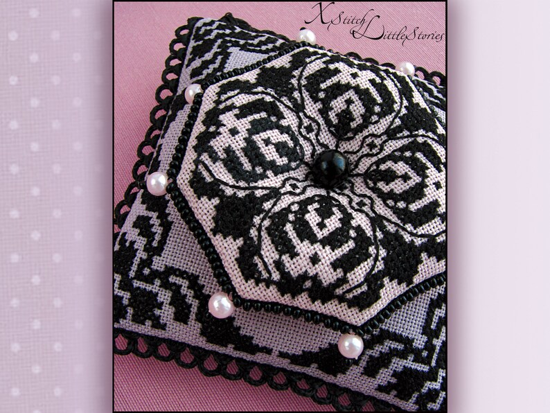 Cross Stitch Pattern. Pincushion Pattern Black Lace. 3D Etsy