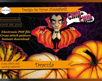 Dracula - PDF Cross Stitch Pattern. 3D Cross Stitch Toy. Decor for Halloween.