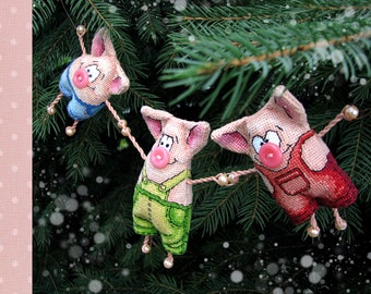 3匹の子豚　クロスステッチ完成品 3匹の子豚 クロスステッチ完成品