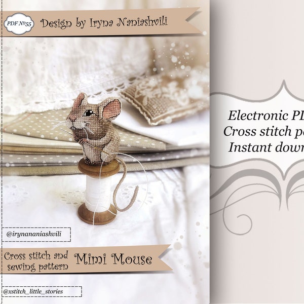 3D Mouse Cross Stitch PDF Pattern. Animal Cross Stitch Chart. Etsy Instant Download.