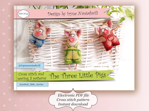 3匹の子豚　クロスステッチ完成品 Amazon | The Three Little Pigs 三匹の子豚 クロスステッチ 刺繍