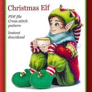 3D Christmas Cross Stitch Pattern - Christmas Elf.