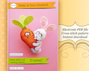 Patrón de punto de cruz de Pascua 3D. Conejo de Pascua. Conejo blanco. Decoración de Pascua. Juguete de punto de cruz.