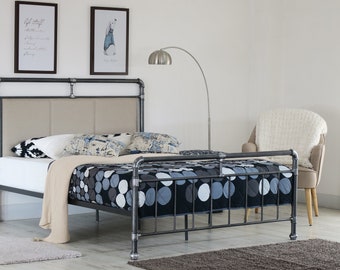 Vintage Industrial Scaffold Style Metal Bed Frame 4FT6 Double Size