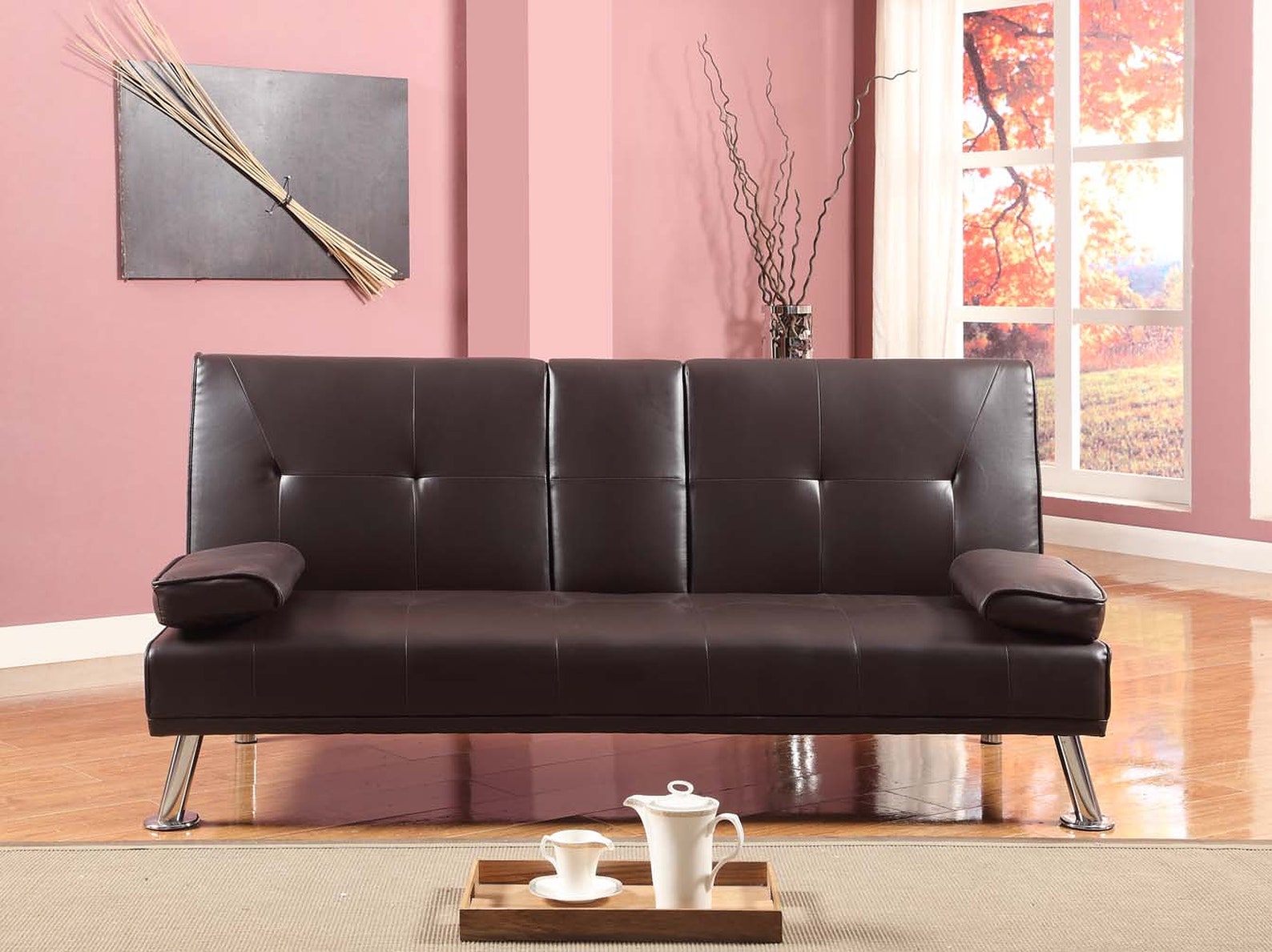 Italian Style Luxury Sofa Bed with Drink Cup Holder Table Faux Etsy