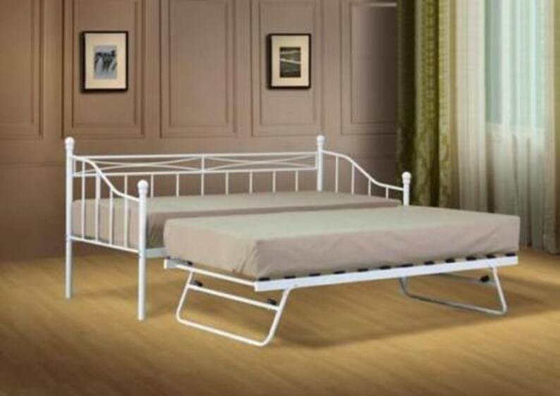2ft6 Small Single Metal Day Bed White Guest Bed with Trundle Etsy