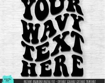 FUENTE ONDULADA personalizada SVG png, svg apilado ondulado personalizado, Svg de texto ondulado personalizado, svg de letras onduladas personalizadas, fuente ondulada personalizada, dxf retro ondulado personalizado E