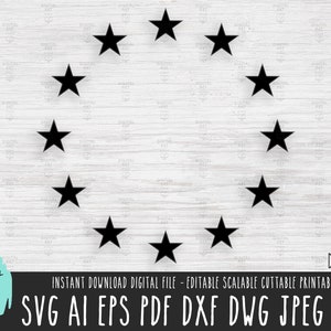 円形の星のフレーム SVG、円形の星のベクター ファイル、円形のフレームのソリッド スター SVG Cricut/Silhouette/Procreate の星のフレームのデジタル ダウンロード 243