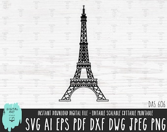 Tour Eiffel SVG, fichier vectoriel Paris France (téléchargement numérique)