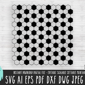 Voetbal zeshoek patroon SVG, voetbal naadloze achtergrond SVG, voetbal patroon vector bestand Cricut, honing solide overzicht digitale download png 385