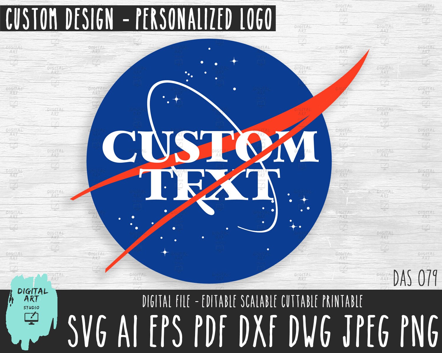 Embellishments Materials Card Making & Stationery NASA Style Logo NameText  Custom Digital Design SVG Nasa Personalized vector digital file 079 Create  your own Custom NASA logo vector file hamaguri.co.jp