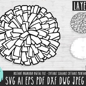 Pom Pom Jubeln solides Symbol SVG, Cheerleader Pom Pom Umriss Silhouette, Cheer Pom Cricut Procreate, Pom Dekor vektor digitaler Download 265