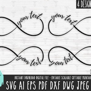 4 INFINITY Monogram svg bundle svg, Infinity vector file Infinity sign Cricut Silhouette INFINITY digital download ETERNITY Monogram dxf 603