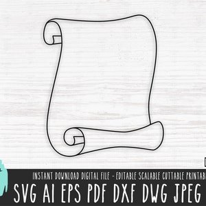 Unrolled Scroll Papersheet SVG, silhouette vector file, papersheet Cricut/Silhouette/Procreate, digital download scroll png dxf pdf 561