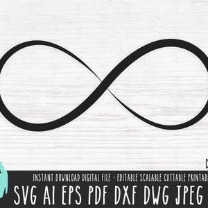 Symbole de l'infini SVG, fichier vectoriel silhouette, symbole de l'infini Cricut/Silhouette/Procreate, téléchargement numérique de l'infini symbole png dxf pdf 545