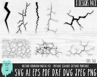 Cracks Dry Heartquake pack SVG, silhouette vector file, texture soil Cricut/Silhouette/Procreate, digital download crack png dxf pdf 566