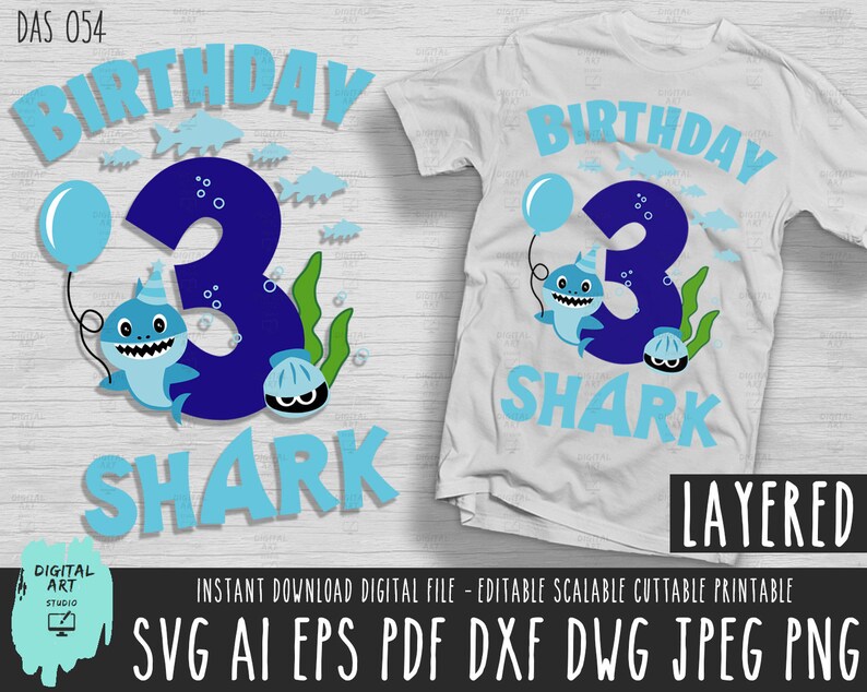 Download Shark Boy three svg Baby Shark third Birthday3 years old ...