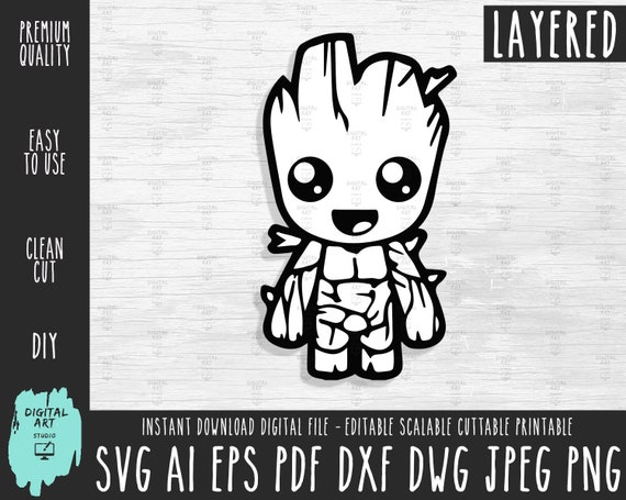 Download Groot Layered Svg Baby Groot Digital Vector Fileguardians Of Etsy