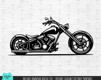 Motorcycle Silhouette SVG, Biker Cruiser Chopper Cut File (Digital Download)
