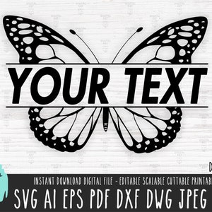 PAPILLON monogramme SVG, fichier vectoriel Silhouette papillon, papillon Cricut, téléchargement numérique PNG monogramme papillon, papillon dxf pdf 580