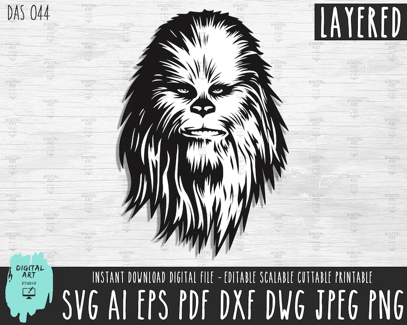 Download Chewbacca face svg layered Disney Star Wars Vector Digital ...