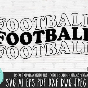 Voetbal golvende tekst SVG voetbal script vector bestand voetbal PNG voetbal formulering Cricut golvende tekst digitale download retro sport gesneden bestand 675
