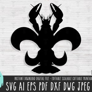 Fleur de lys fleur de lys SVG solide fichier vectoriel fleur de lys écrevisses lys Cricut/Silhouette/Procreate, téléchargement numérique Fleur de la Nouvelle-Orléans 239