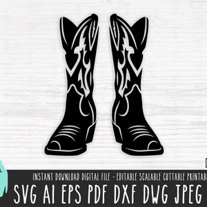 May include: A pair of black cowboy boots with white stitching and a pointed toe.