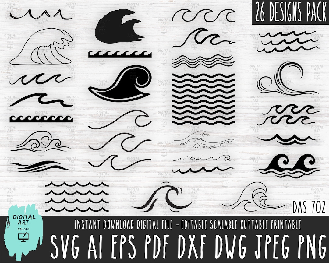 Sea Waves SVG Bundle, Ocean Wave Vector Graphics (digital Download) - Etsy