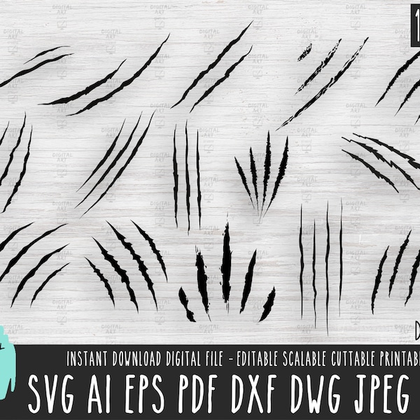 15 Scar bundle SVG, Paw icon digital download, Halloween vector file, Scratch clipart, Wild Attack Cricut Silhouette, Wound animal PNG 442