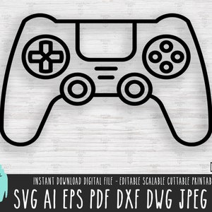            Videospiel-Konsolen-gedrechselte SVG-Datei,  Joystick-Symbol Silhouette, Cricut Procreate, PS4 5 Gaming digitaler Download PNG 353