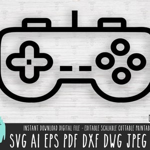 Joyjoy Umriss SVG, Controller Icon Vektor-Datei, Kommando-Videospiel-Symbol Silhouette Cricut Procreate,PS4 5 Gaming digitaler Download PNG 356