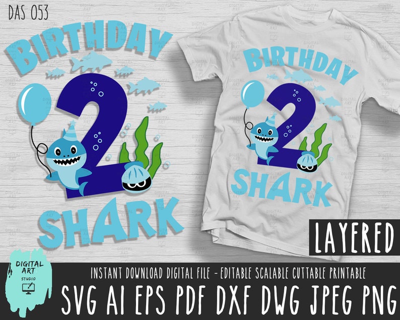 Download Shark Boy two svg Baby Shark second Birthday 2 years old ...