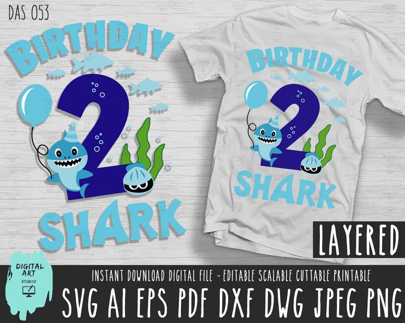 Shark Boy two svg Baby Shark second Birthday 2 years old ...