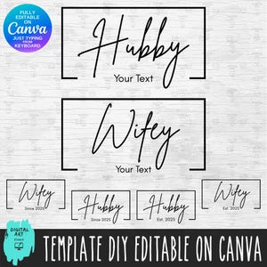 MĄŻ ŻONA szablon CANVA Ponieważ pakiet Żona Mąż Zał. Mąż Pan Młody cutfile Żona Panna Młoda clipart Żona cyfrowe pobieranie Para