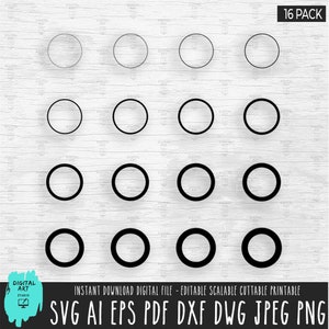 CIRCLE SVG, Circle Outline Svg, Circle Frame Png, Instant Download, Frame ClipArt Svg, Frame In Different Thickness Bundle Svg, cnc cut dxf