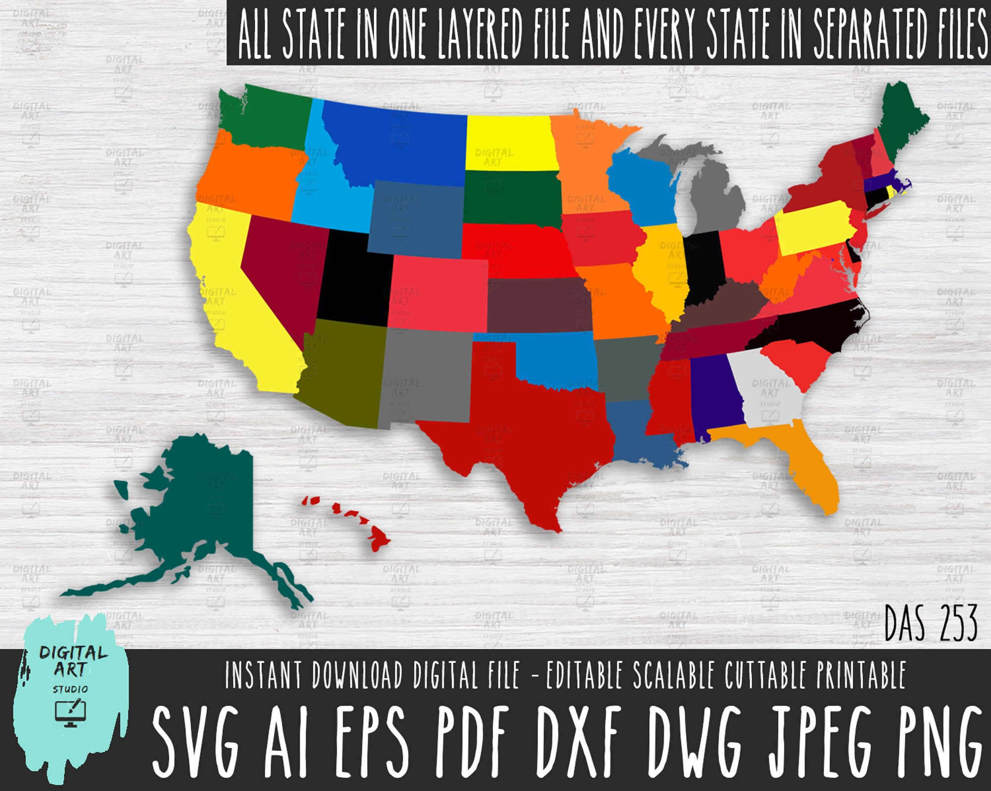 US American Country map layered svg USA states Clipart Cricut Procreate America's map vector file American EUA maps png digital download 253