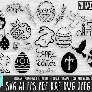 20 Paquete de Pascua SVG, archivo de celebración de Pascua, archivos vectoriales de Pascua, logotipo de Pascua Cricut/Silhouette/Procreate, descarga digital de Pascua png 204