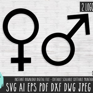 Weiblich weiblich Zeichen SVG, weiblich männlich Umriss Symbol Vektor-Datei, Mann Zeichen Umriss Cricut Silhouette, Frau Emblem Digital Download png 415