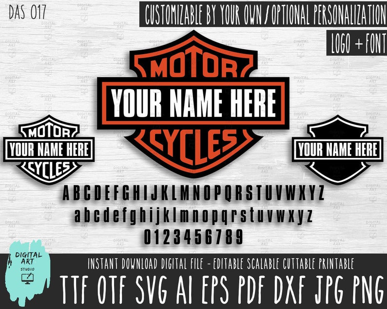 Harley Davidson logo Template and font installable in PC/Mac Etsy