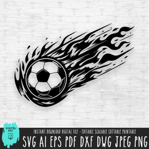 Flaming Futbol Soccer Ball SVG, Vector Illustration Cricut/Silhouette (Digital Download)