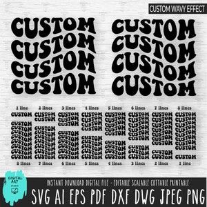 POLICE WAVY personnalisée png, svg empilé ondulé personnalisé, Svg de texte ondulé personnalisé, svg lettres ondulées personnalisées, police ondulée personnalisée, dxf A rétro ondulé personnalisé
