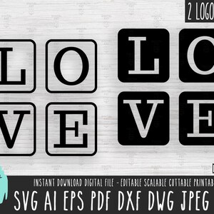 2 signes d'amour SVG, fichier vectoriel Love cube, script d'amour Silhouette Cricut Procreate, téléchargement numérique amour Saint-Valentin, mots d'amour pochoir 365