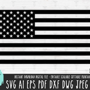Bandera estadounidense de EE. UU. svg, bandera de EE. UU. Clipart Silhouette America bandera Cricut Procreate archivo vectorial Bandera estadounidense EUA descarga digital 655