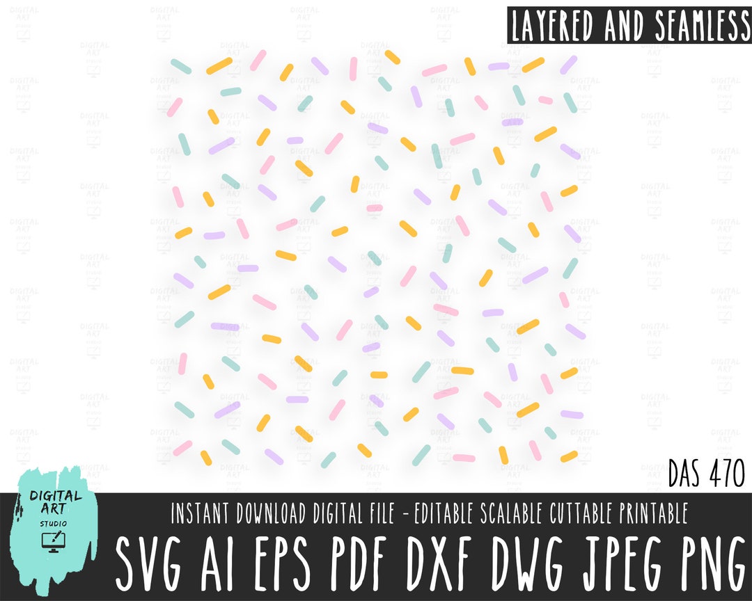 Pastel Sprinkles Seamless Pattern, Confetti Vector SVG, Purple PNG ...