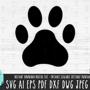 DOG paw svg, Dog PAW vector, Paw Silhouette Cricut, Dog footprint PNG digital download, Animal track cut file, Animal footprint dxf pdf 637