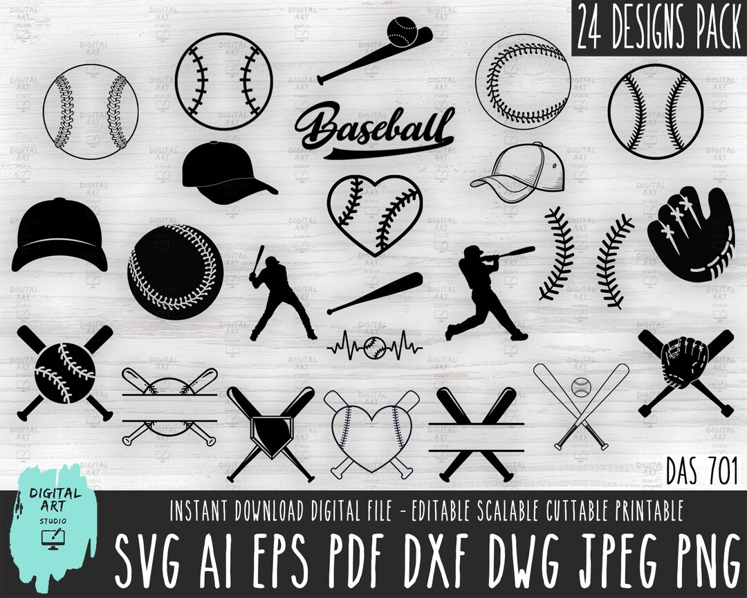 Baseball Icon SVG Bundle | Silhouette, Monogram, Illustration (digital ...