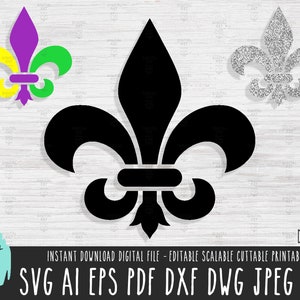 フルール・ド・リス SVG フルール・ド・リス ベクターファイル フルール・ド・リス ユリのイラスト Cricut/Silhouette/Procreate、ニューオーリンズ ユリ デジタルダウンロード 238