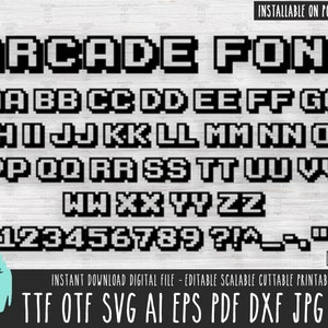 Gamer retro echt lettertype ttf otf Installeerbaar voor MAC en PC, Gamer Letter & nummer voor Cricut, Procreate, Gaming alfabet digitale download 215